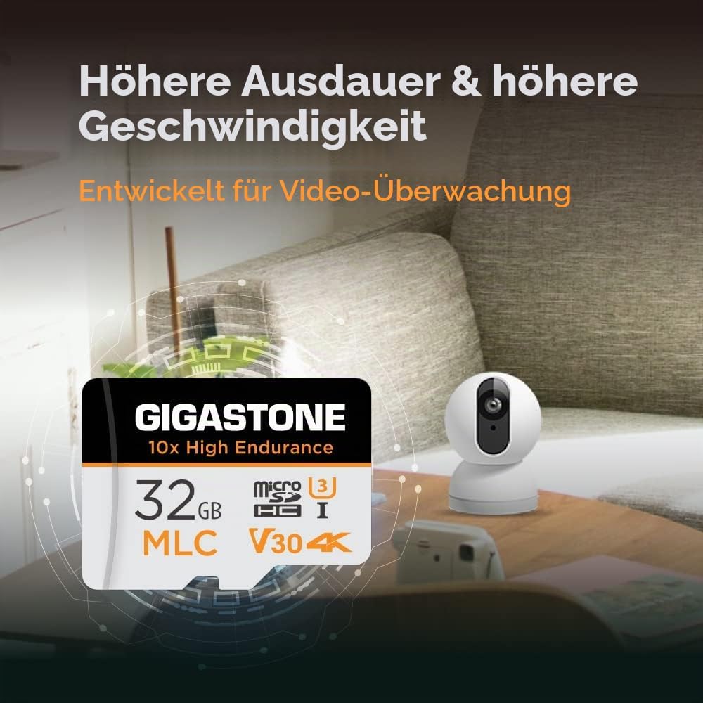 [10x High Endurance] Gigastone MLC 32GB 2er-Pack Industrial MicroSDXC Karte mit Adapter,95/60 MB/s 4