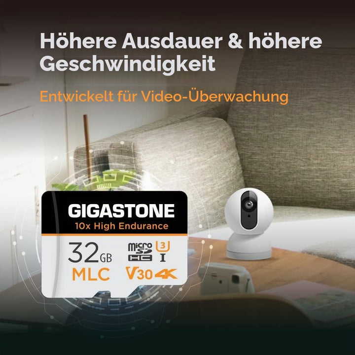 [10x High Endurance] Gigastone MLC 32GB 2er-Pack Industrial MicroSDXC Karte mit Adapter,95/60 MB/s 4