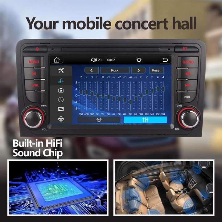 LXKLSZ Autoradio kompatibel mit drahtlos Carplay/Android Auto für Audi A3 S3 RS3 2003-2012 mit 7 Zol