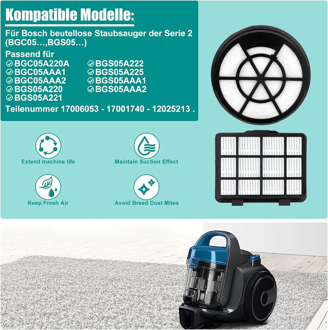 BZ152EF Filter Zubehör für Bosch Serie 2 Staubsauger BGC05A220A, BGC05A320, BGC05A322, BGC05AAA1,BGS