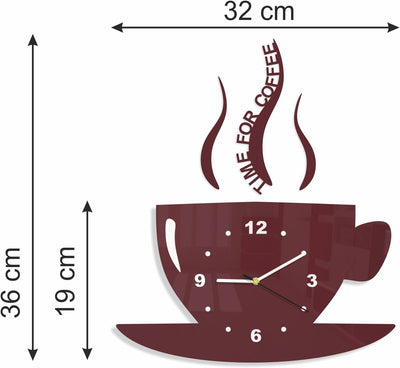 TASSE Time for Coffee (Zeit für Kaffee) Moderne Küche Wanduhr, Braun, 3d römisch, wanduhr deko, Brau