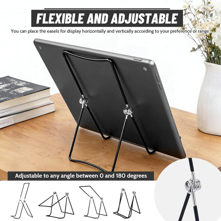 6er Set Metall Buchständer 23 cm (Schwarz), Verstellbarer Präsentationsständer für Bücher, Bilderrah