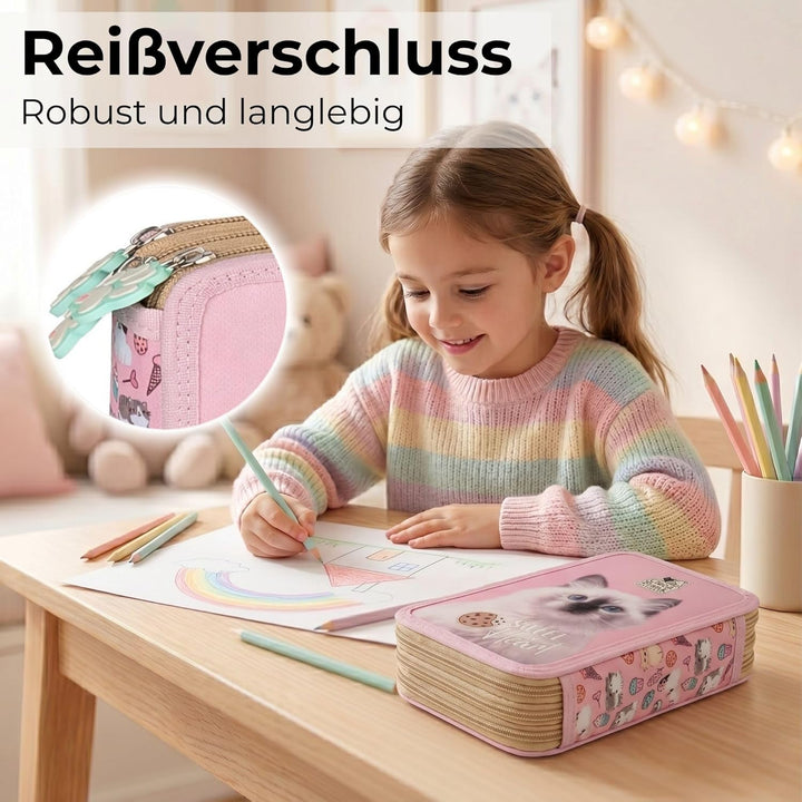 Goldkids - Federmäppchen 3 Fächer - Mäppchen für Mädchen und Jungen - Federmappe 3-Fach Federtasche