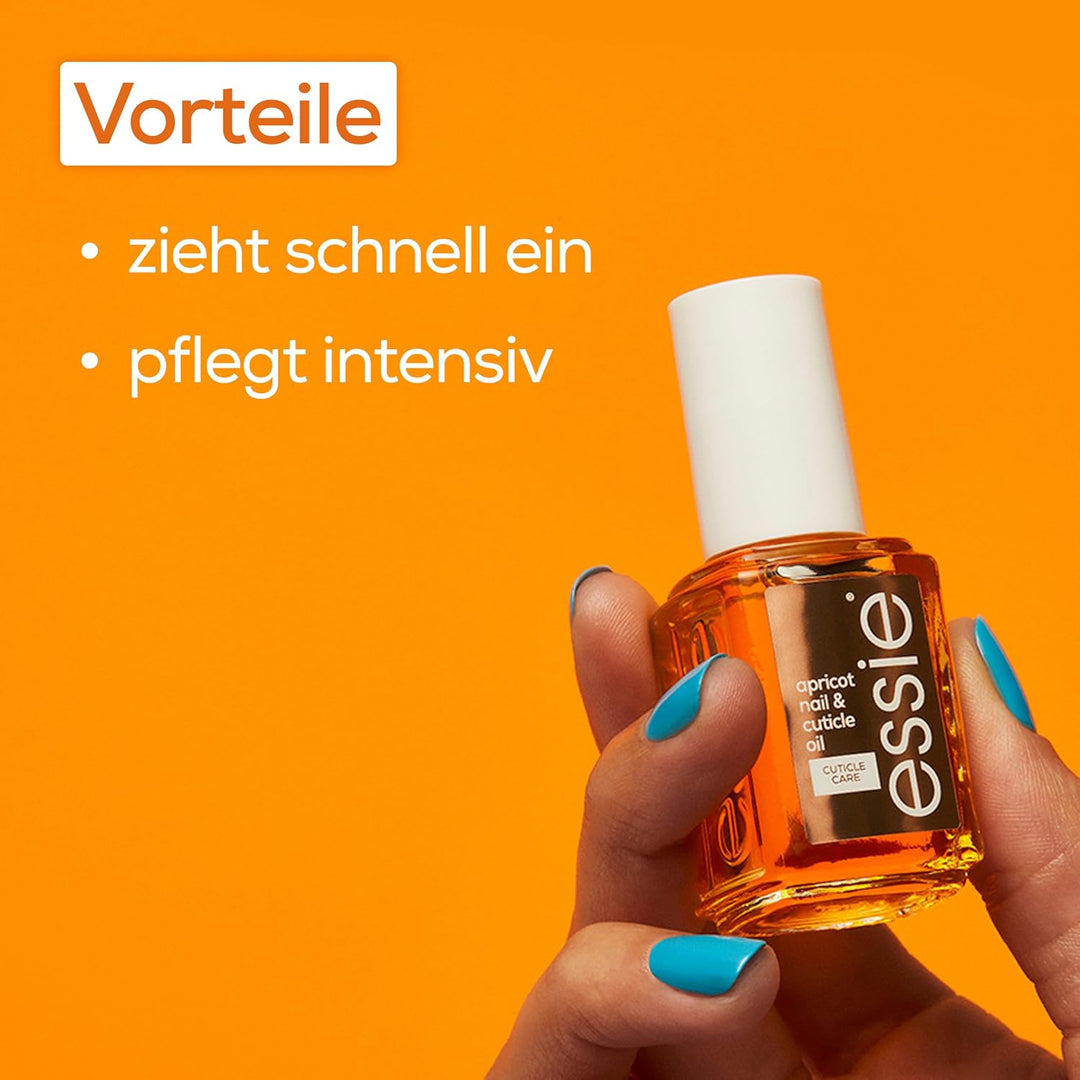 Essie Apricot Nagelhautöl – feuchtigkeitsspendende, stärkende Pflege für weiche, gesunde Nagelhaut.