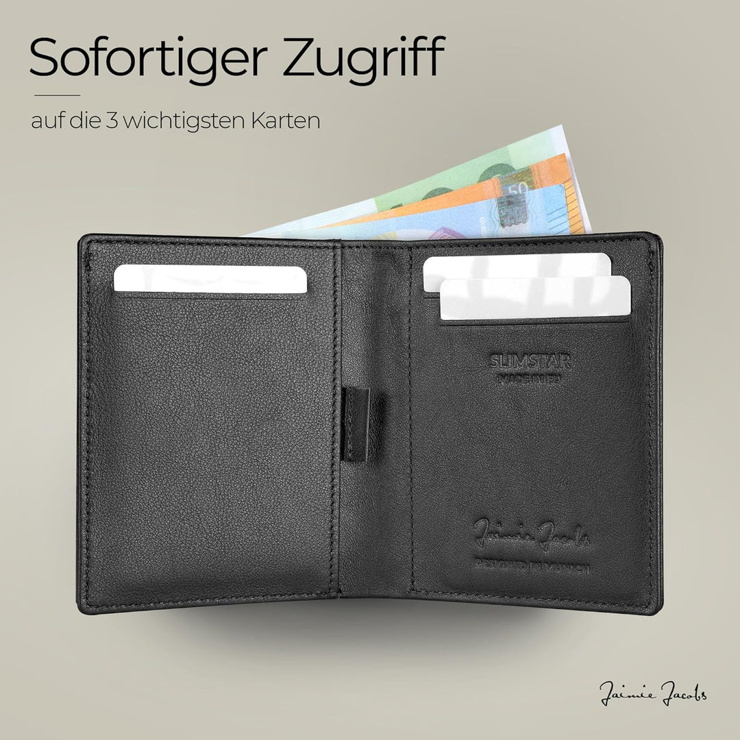 Jaimie Jacobs SLIMSTAR AirTag-Edition mit grossem Münzfach dünne Geldbörse Leder Slim Wallet Hochfor