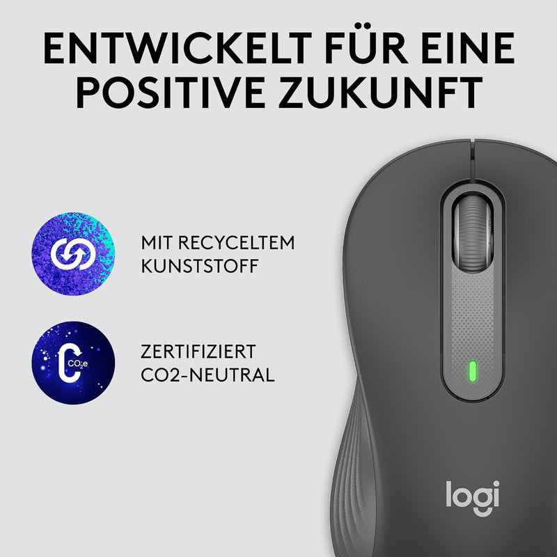 Logitech Signature M650 L Left Kabellose Maus - für grosse linke Hände, Leise Klicks, Anpassbare Sei