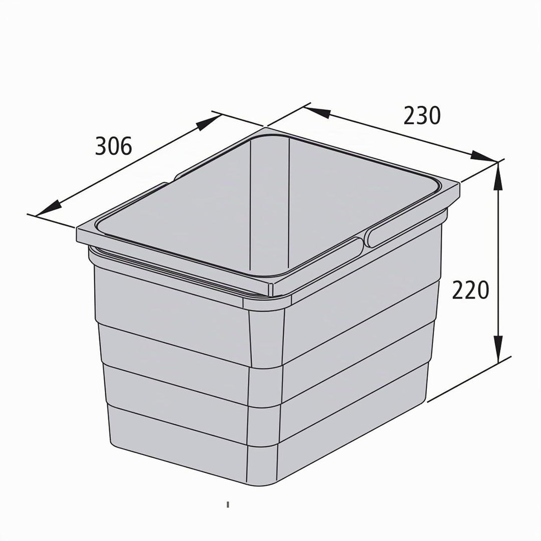 eins2vier Abfallsammler Höhe: 220 mm Volumen 12 Liter 230 x 306 mm alugrau 5170.10 Mülleimer Abfalle