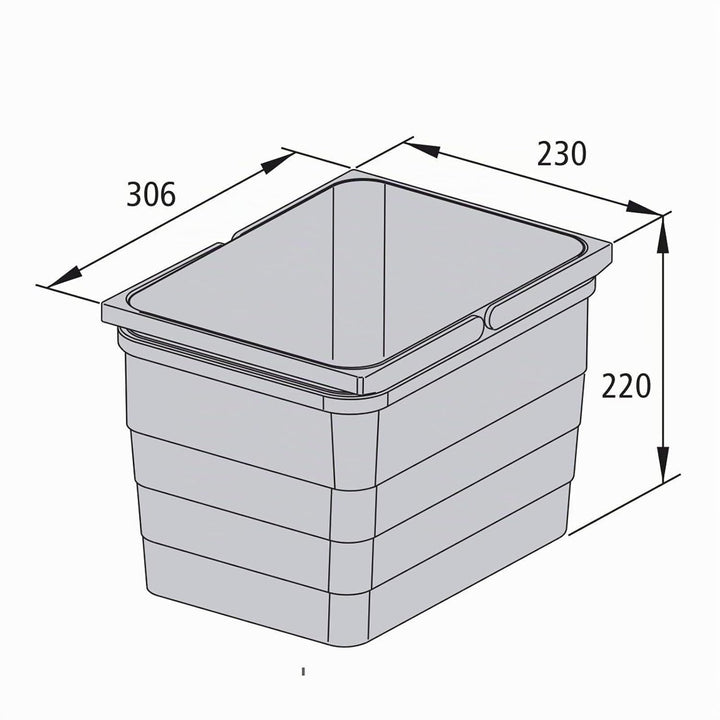 eins2vier Abfallsammler Höhe: 220 mm Volumen 12 Liter 230 x 306 mm alugrau 5170.10 Mülleimer Abfalle