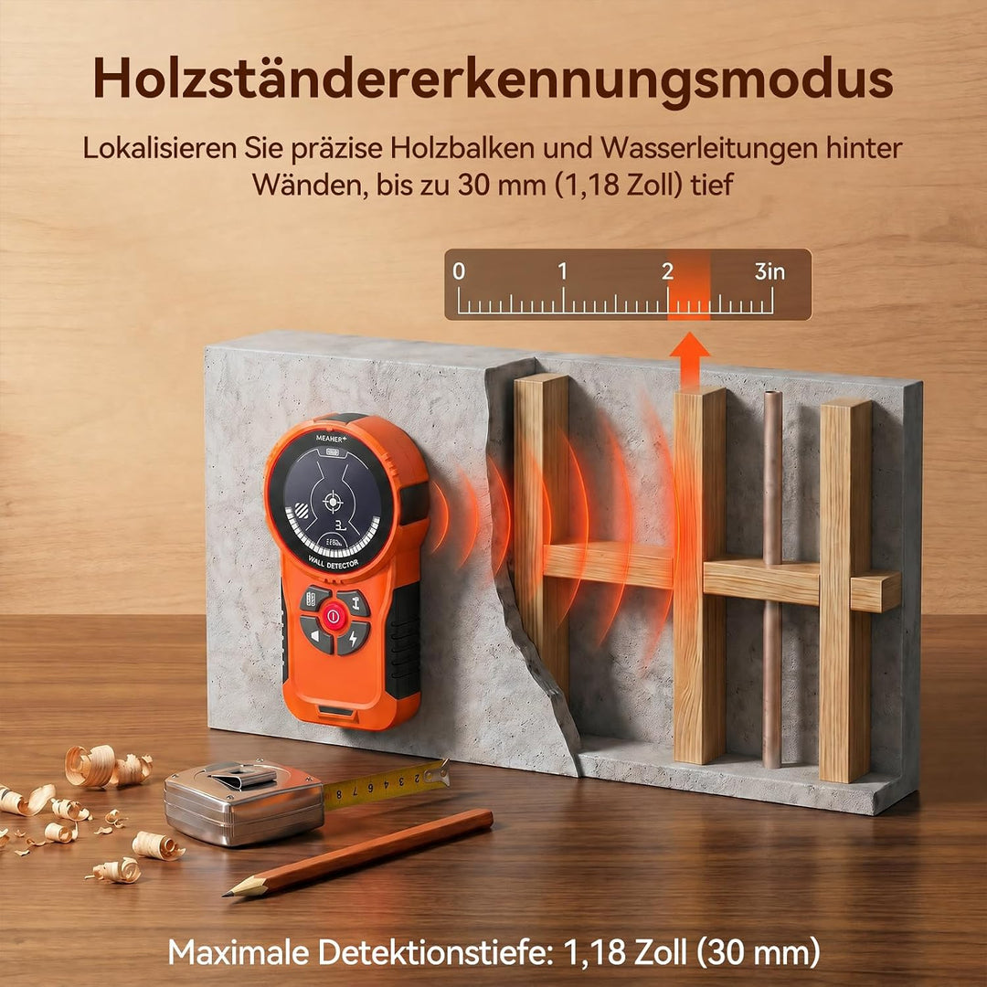 NOYAFA Leitungssuchgerät Ortungsgerät Leitungsfinder, Wiederaufladbar, HD-LCD-Display, für Metall, H