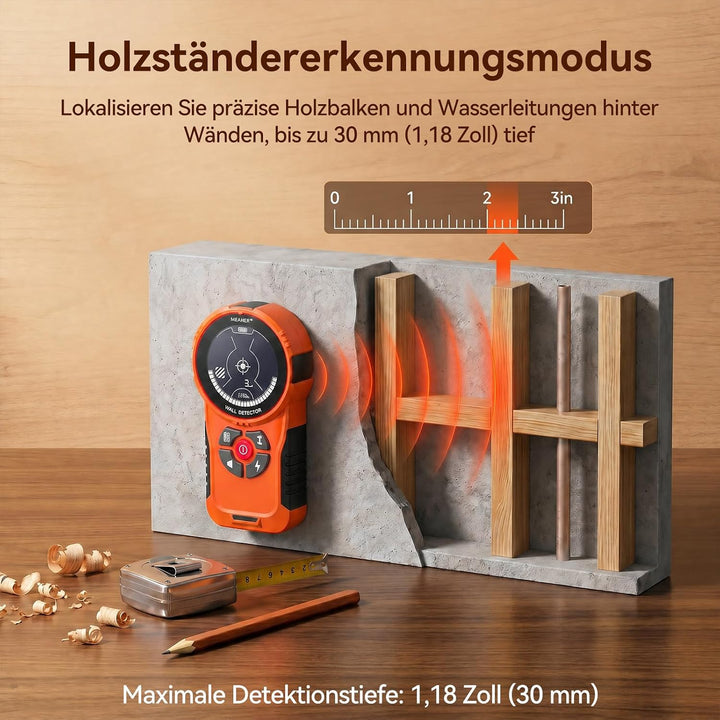 NOYAFA Leitungssuchgerät Ortungsgerät Leitungsfinder, Wiederaufladbar, HD-LCD-Display, für Metall, H