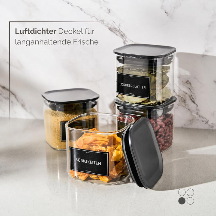 Vorratsgläser eckig mit Deckel 700ml [4er Set] 4x 700ml, 4x 700ml