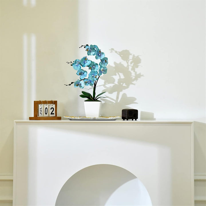 Künstliche Phalaenopsis-Orchidee aus Seide, 38,1 cm hoch, goldblau, Goldblau