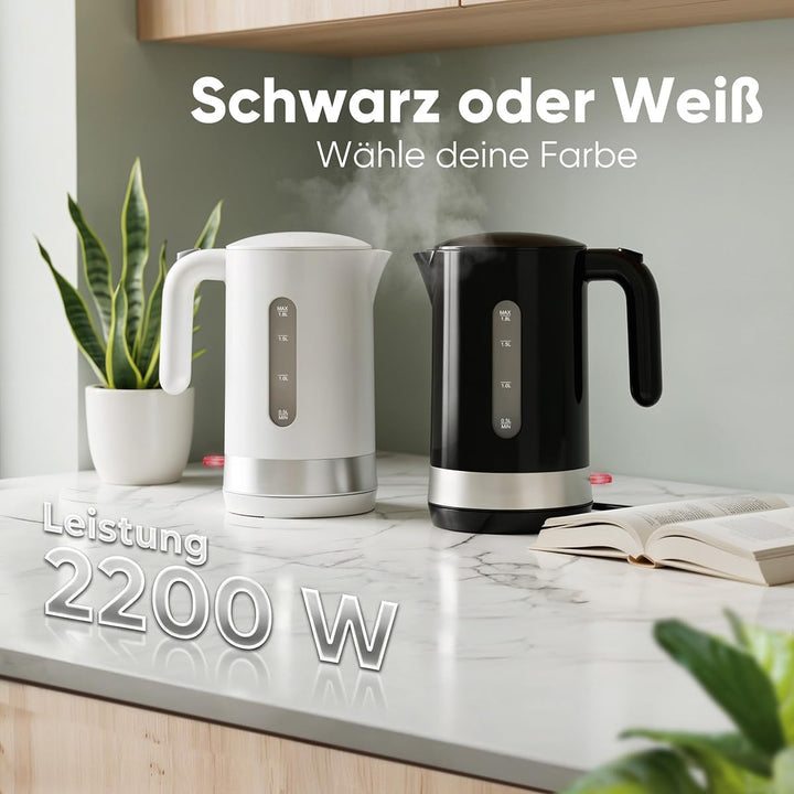 Clatronic® Wasserkocher 1,8L | 2200W für schnelles Erhitzen | BPA frei | Einhandbedienung | Wasserst