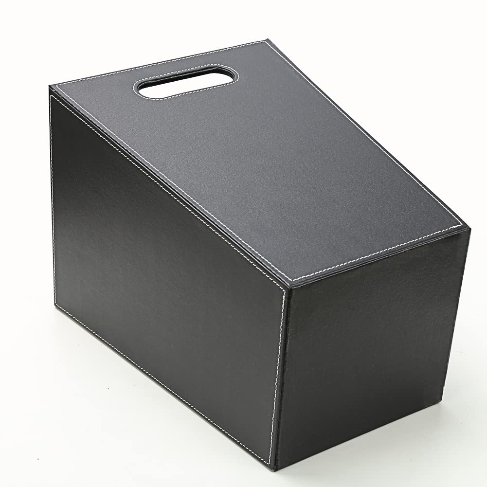 KINGFOM™ Klassisch Leder Papierkorb für Büro/Badezimmer/küche/Schlafzimmer (Platz-Schwarz), Platz-Sc