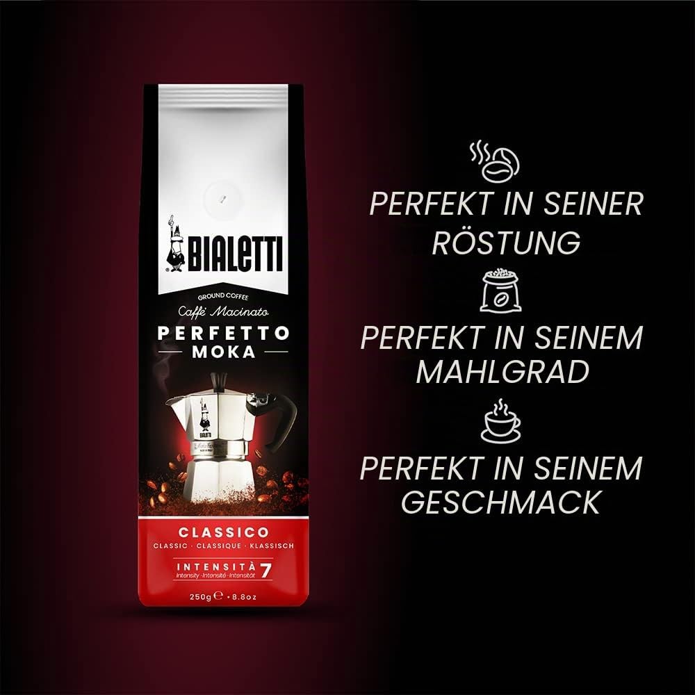 Bialetti Espressokocher plus 250 g Perfekt Moka Bialetti, nicht induktionsfähig, 3 Tassen (130 ml),