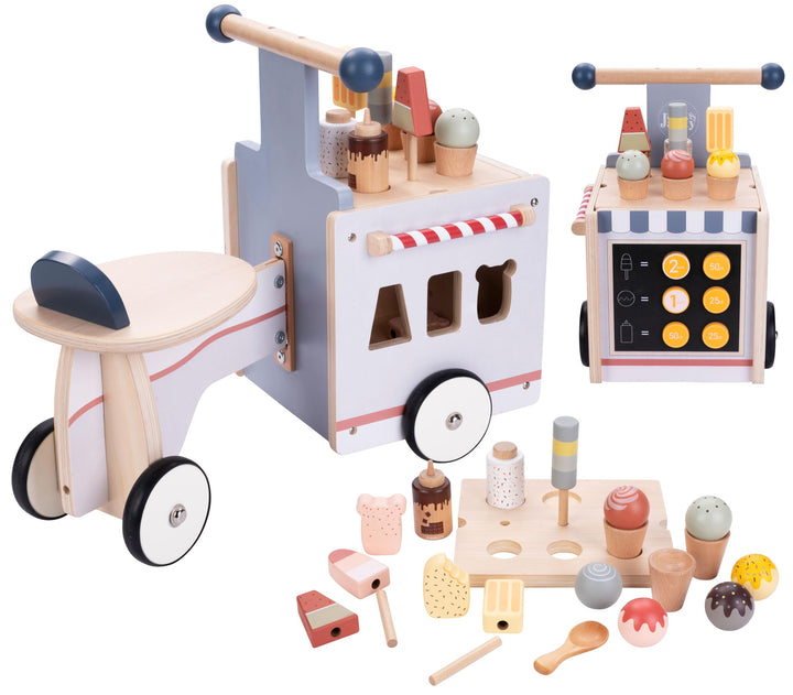 Engelhart - 640040 - Holz-Roller „Eisverkäufer“ - Multifunktionelles Spielzeug - Ab 12 Monaten Holzf