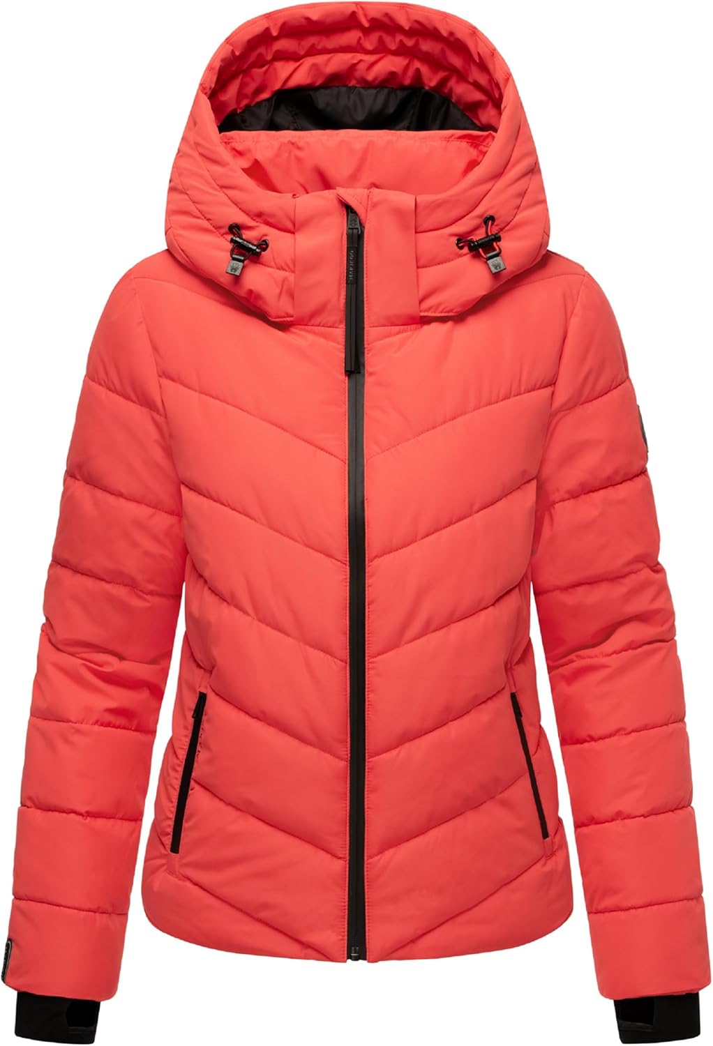 MARIKOO Damen Winterjacke warme Steppjacke mit abnehmbarer Kapuze Samuiaa XVI XS-3XL XS Coral Red, X