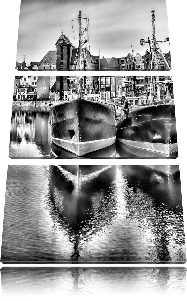 Pixxprint Hafen in der Dämmerung als Leinwandbild/Grösse: 3 Teilig (120x80) cm/Wandbild/Kunstdruck/f