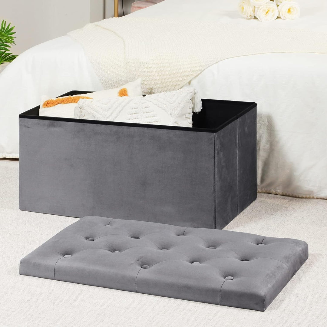 Bonlife Sitzbank mit Stauraum Aufbewahrungsbox mit Deckel Stoff Stauraum Schlafzimmer Möbel Faltbare