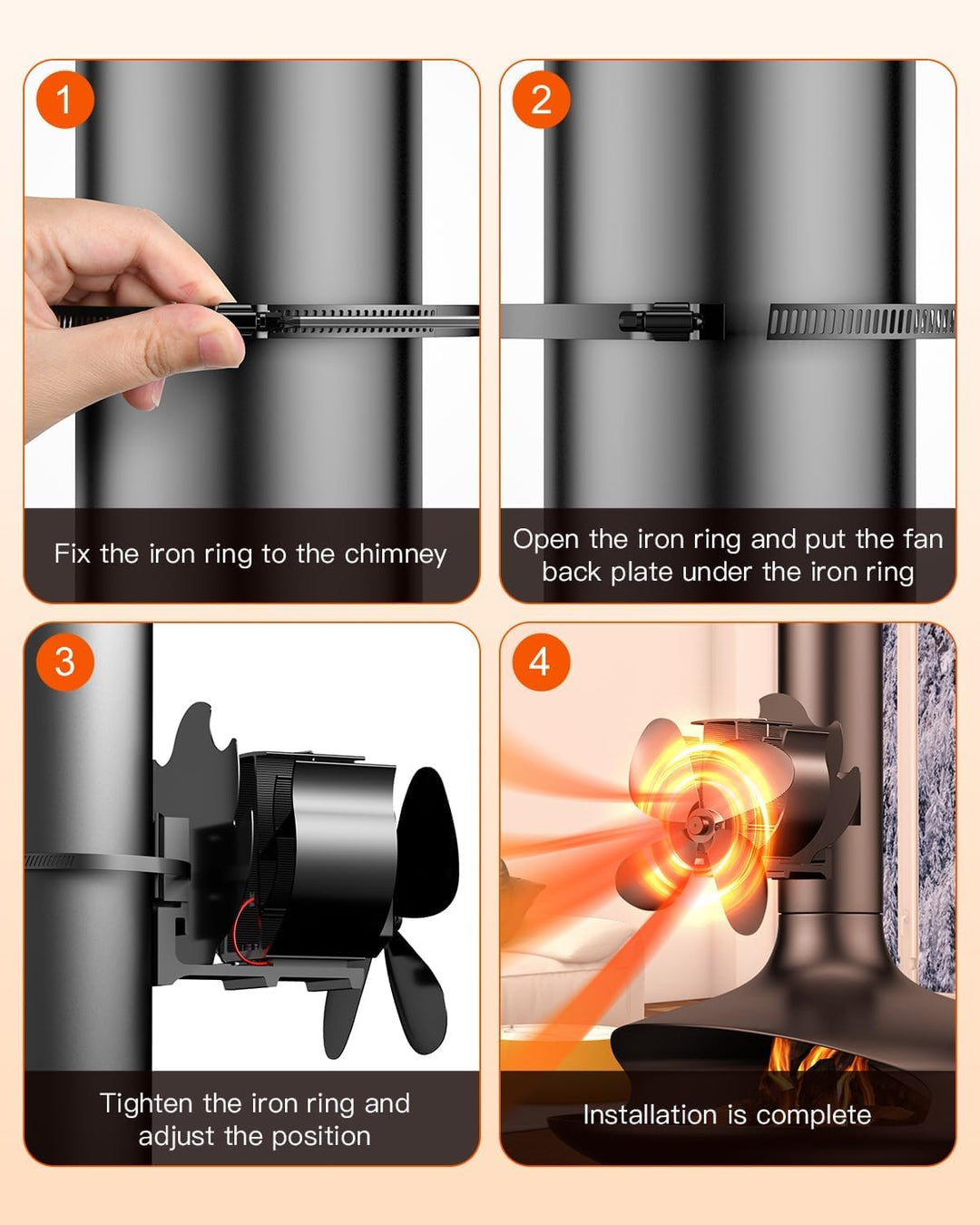 The Three Musketeers 【Upgrade】 Kaminventilator Magnetisch,Ofenventilator Kaminventilator Ohne Strom,