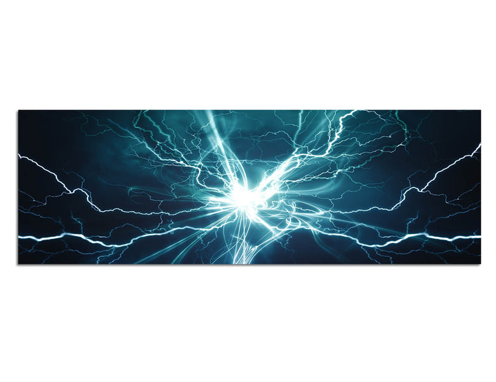 Paul Sinus Art Panoramabild auf Leinwand und Keilrahmen 150x50cm Blitze Licht Elektrizität abstrakt