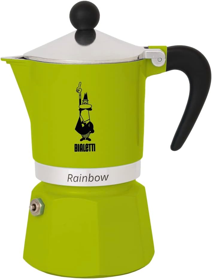 Bialetti 4973 Rainbow Caffettiera Colorata, Alluminio, Verde, 6 Tazze, Grün Grün 6 Tassen