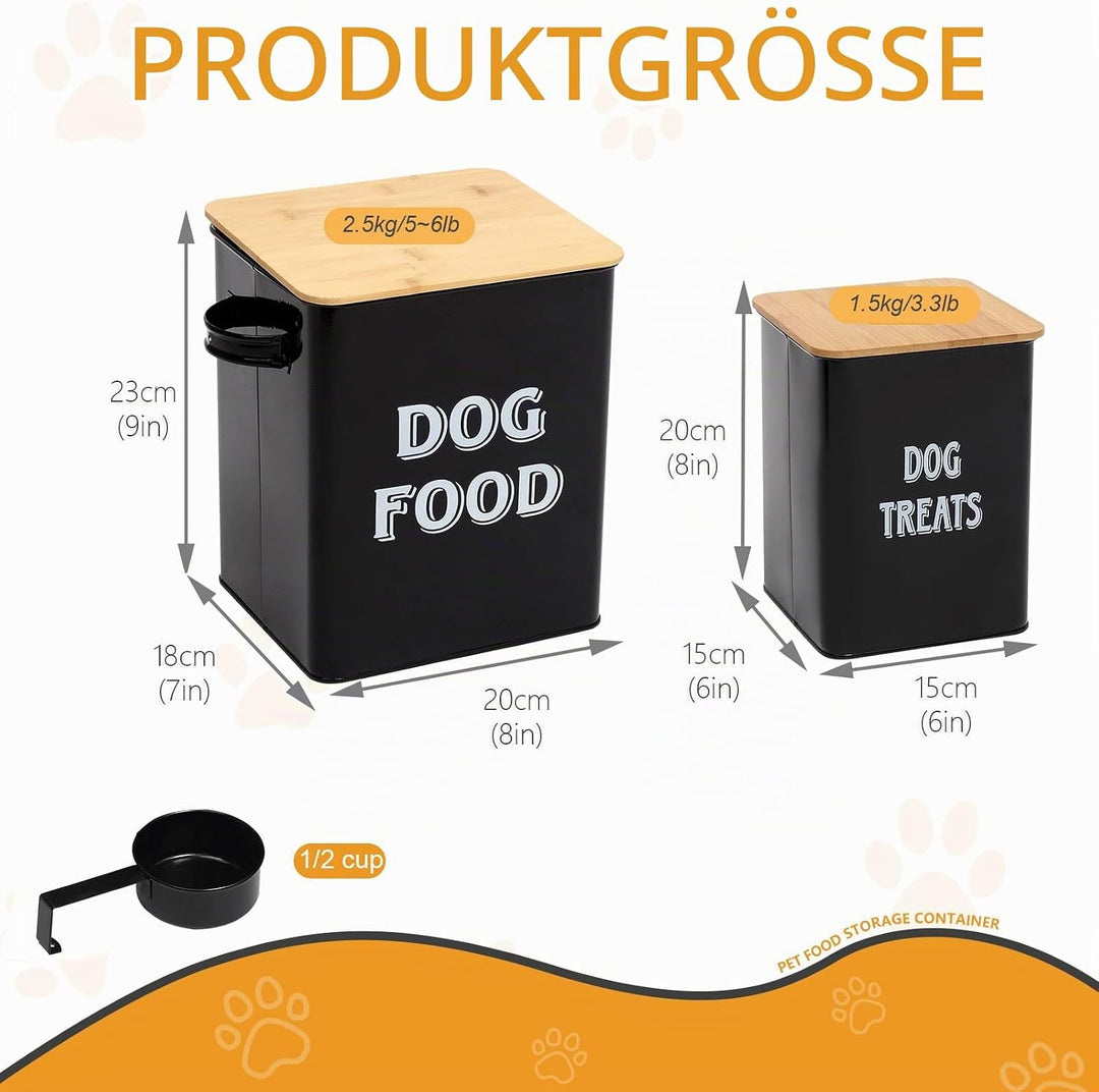 Pethiy Hundefutter und Hundeleckerlis Behälter,Futtertonne mit Schaufel,Eng anliegende Holzdeckel,be