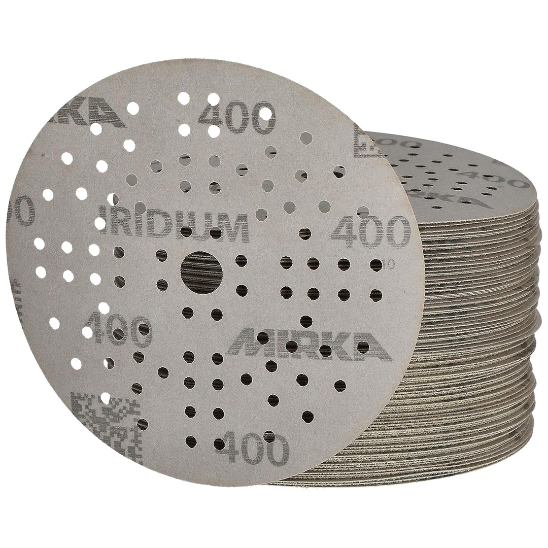 Mirka Schleifpapier Iridium Ø 125 mm Klett 89-Loch Korn 400 100 Stk | Premium Schleifpapier Korn 400