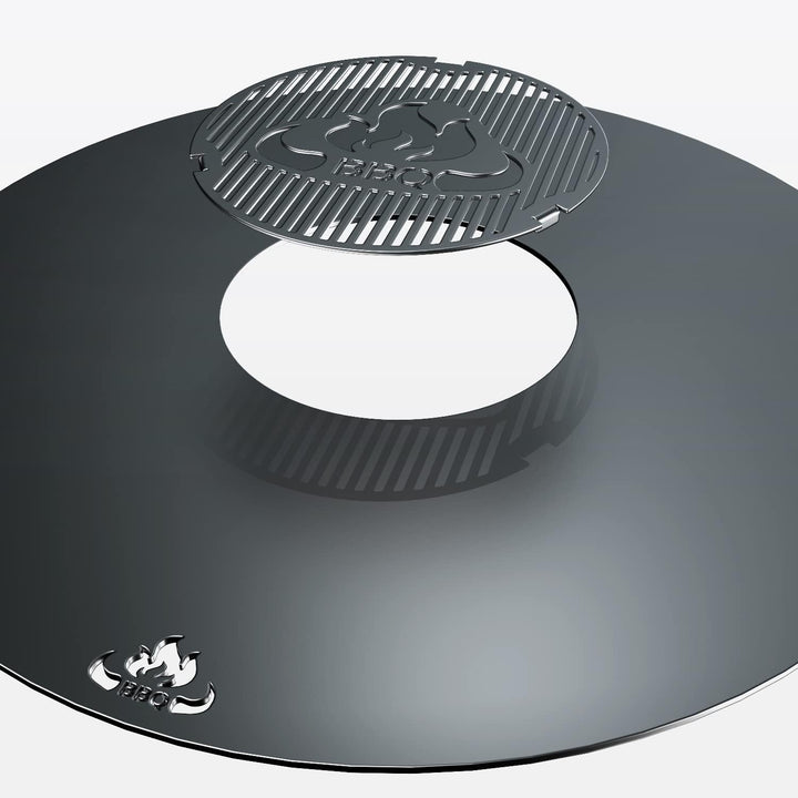 teileplus24 FR08 Grillmeister Set | 3-teilig | Grillring 80 cm + Grilleinsatz ø 20cm + Auflageleiste