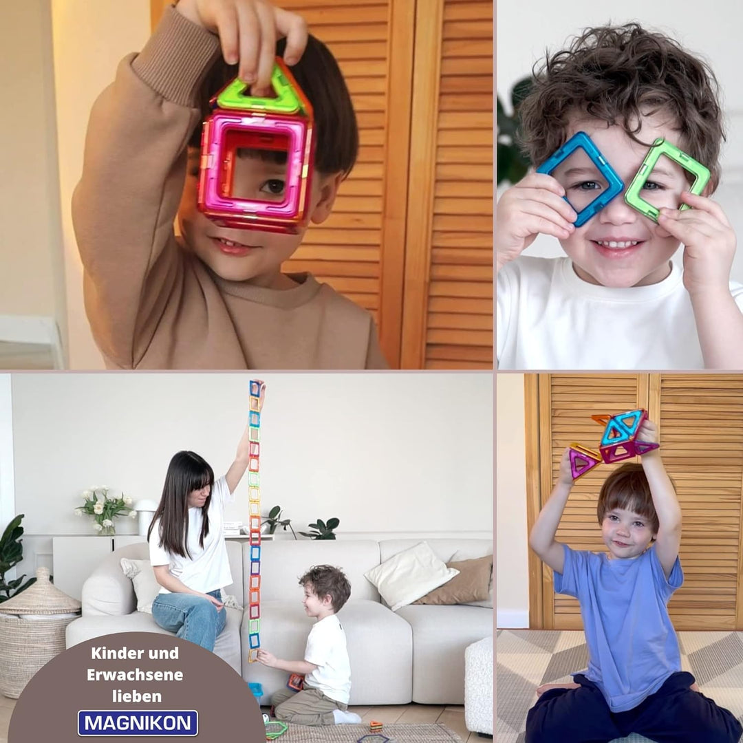 MAGNIKON Magnetische Bausteine 14, 30, 62 Teile | Magnetbausteine | Kinderspielzeug ab 3 Jahre | Ges