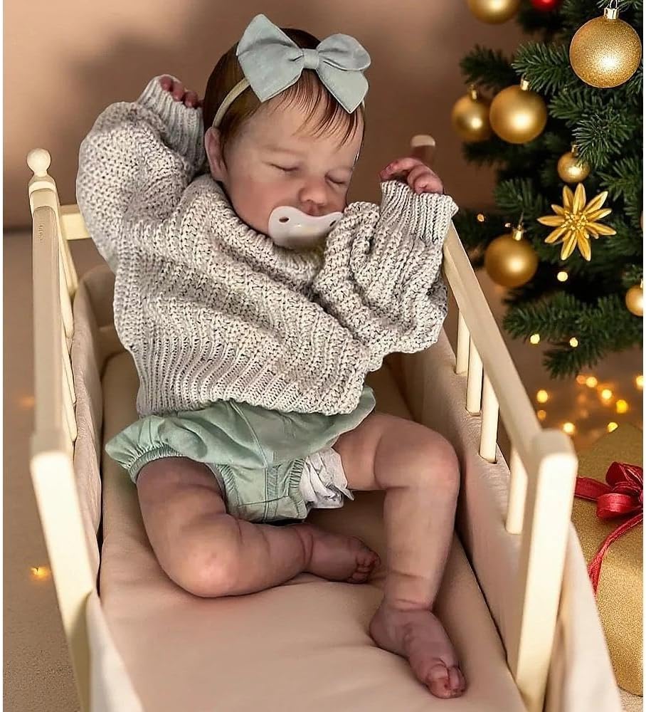 Zero pam Silikon Reborn Baby Mädchen, 50CM Reborn Baby Vollsilikon Lebensecht Mädchen Puppe Mit Haar