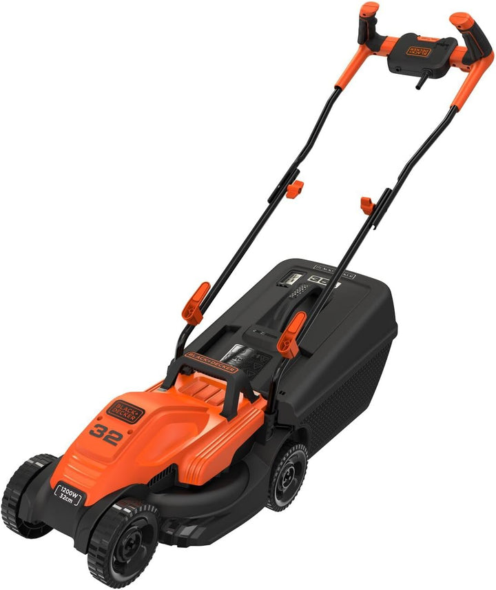 Black+Decker Elektro-Rasenmäher (1.200 W, 32cm Schnittbreite, 3-fach axial Schnitthöhenverstellung,