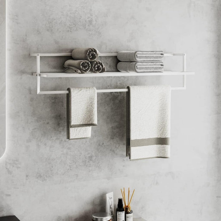 Handtuchhalter mit Regal, Blanket Ladder mit Metallrahmen für Balkon, Badezimmer, Platzsparend, Nich