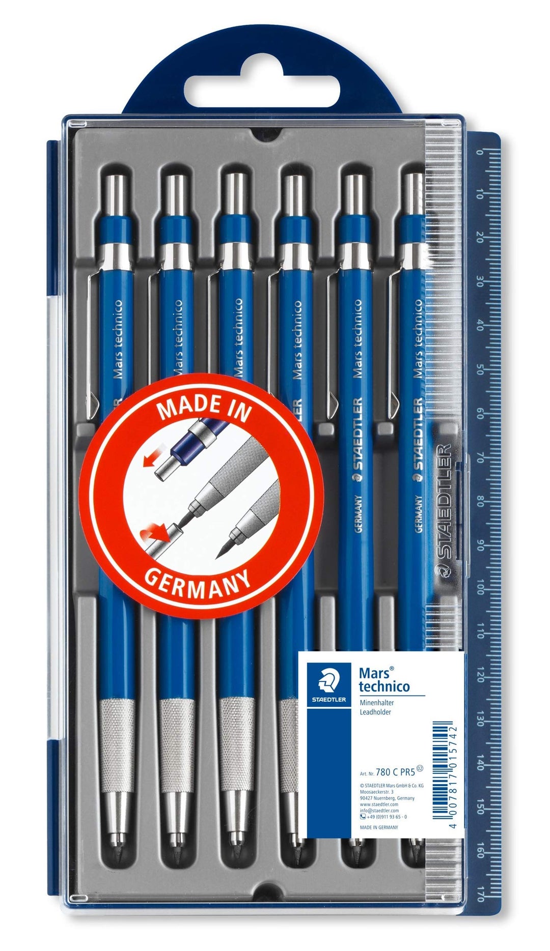 STAEDTLER Mars 780 C PR5 Fallminenstift, technico mit integriertem Minenspitzer 2 mm, 5 und 1 Promot