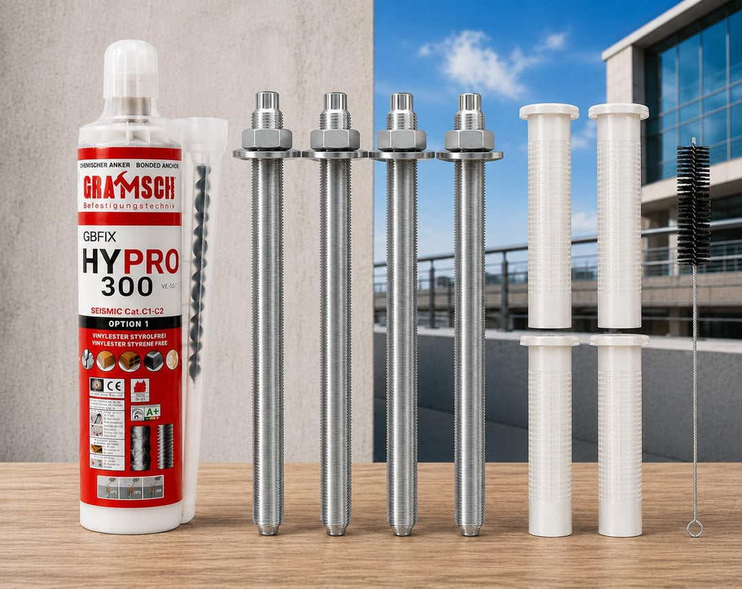 Schwerlastbefestigung SET M12x180mm EDELSTAHL A4 - TOX Verbundmörtel Liquix Pro 1 + 4 Gewindestangen