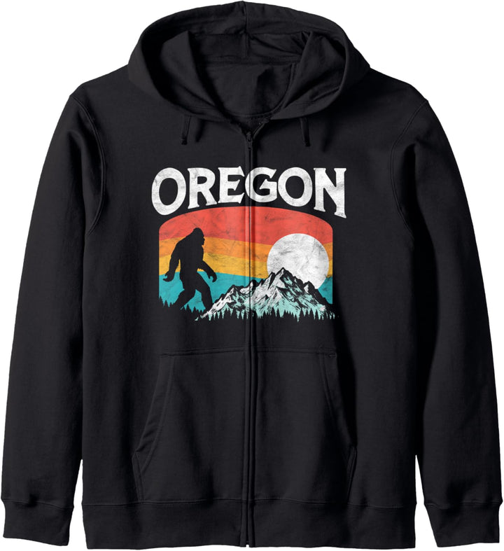 Oregon Funny Bigfoot Mountains 80's Vintage Nature Kapuzenjacke