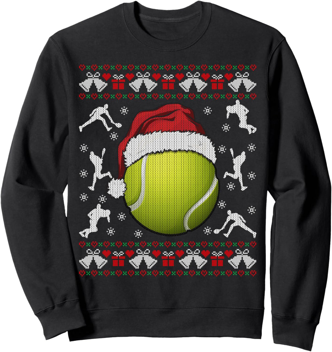 Tennis Ball Santa Hat Ugly Christmas Sweater Gift Men Boys Sweatshirt