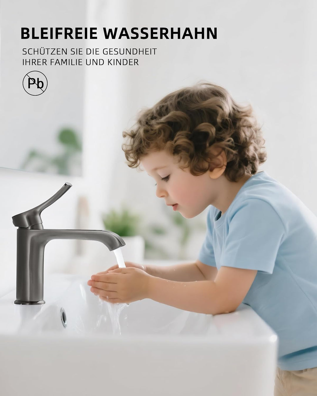 BELZ Wasserhahn Bad, Einhebel Waschtischarmatur mit Ablaufgarnitur, Waschbecken Armaturen, Armatur B