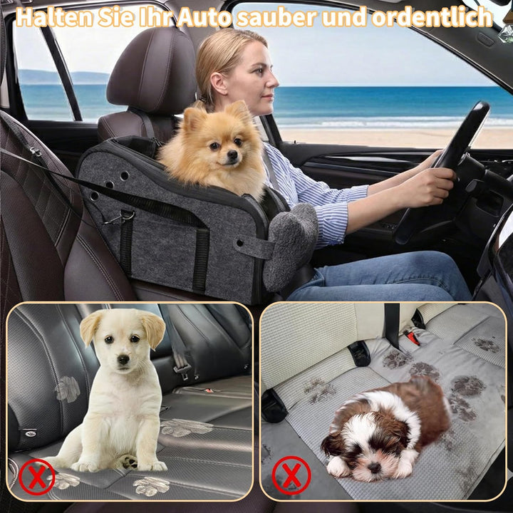 Hunde Autositz für Kleine Hunde & Katzen - Sicher auf Rücksitz, Beifahrersitz & Mittelkonsole mit Do