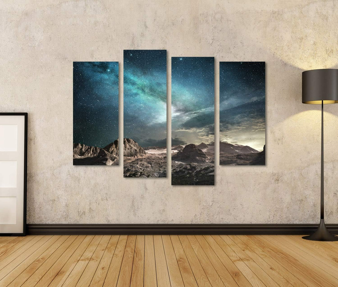 islandburner Bild auf Leinwand Milchstrasse In Der Morgendämmerung In Einer Berglandschaft Bilder Wa