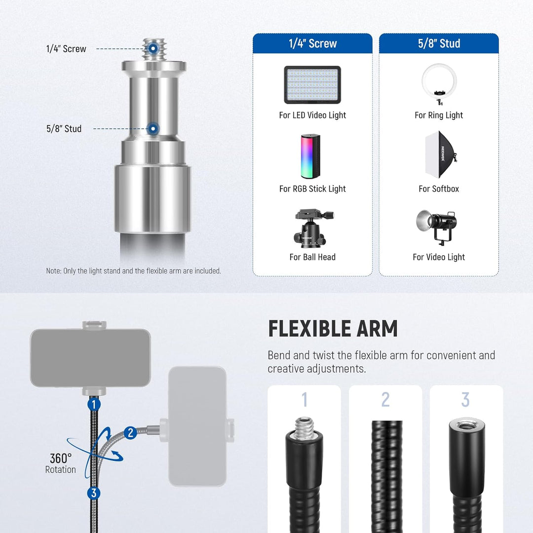 NEEWER Mikrofonständer mit flexiblem Arm, Boom Arm Microphone Stand Boden Stativ Halterung mit Mic C