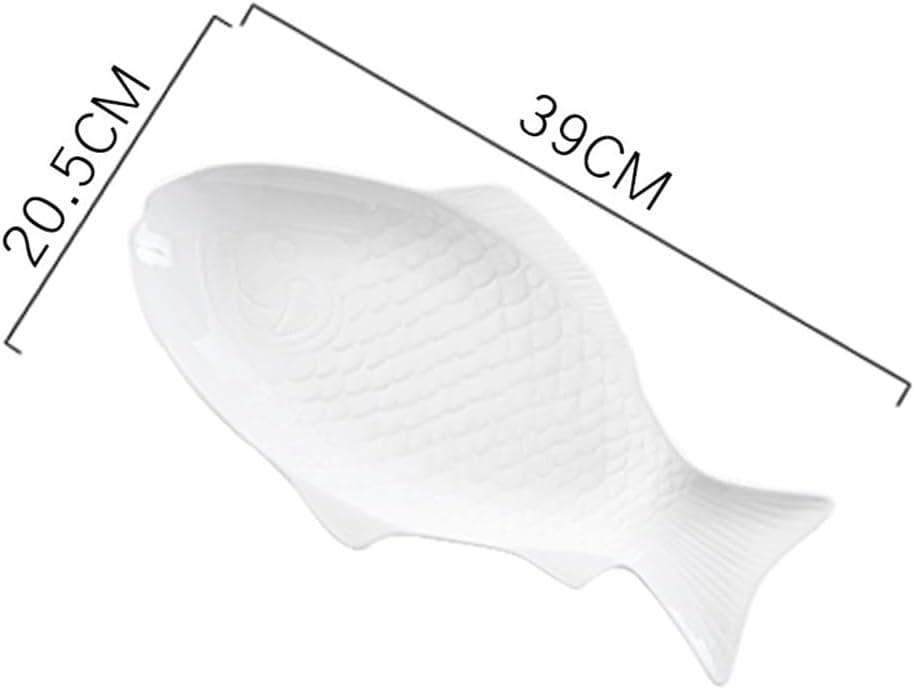 Cabilock Fischteller Keramik Fischplatte Porzellan Servierteller Fischform Lachsplatte Vorlegeplatte