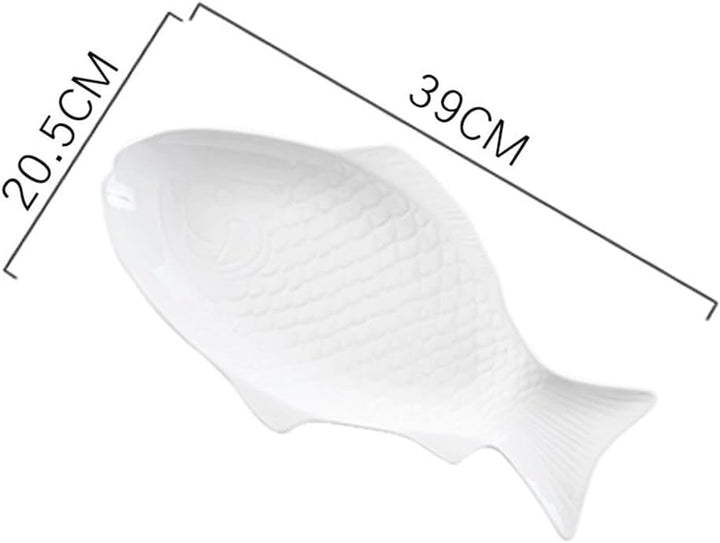 Cabilock Fischteller Keramik Fischplatte Porzellan Servierteller Fischform Lachsplatte Vorlegeplatte