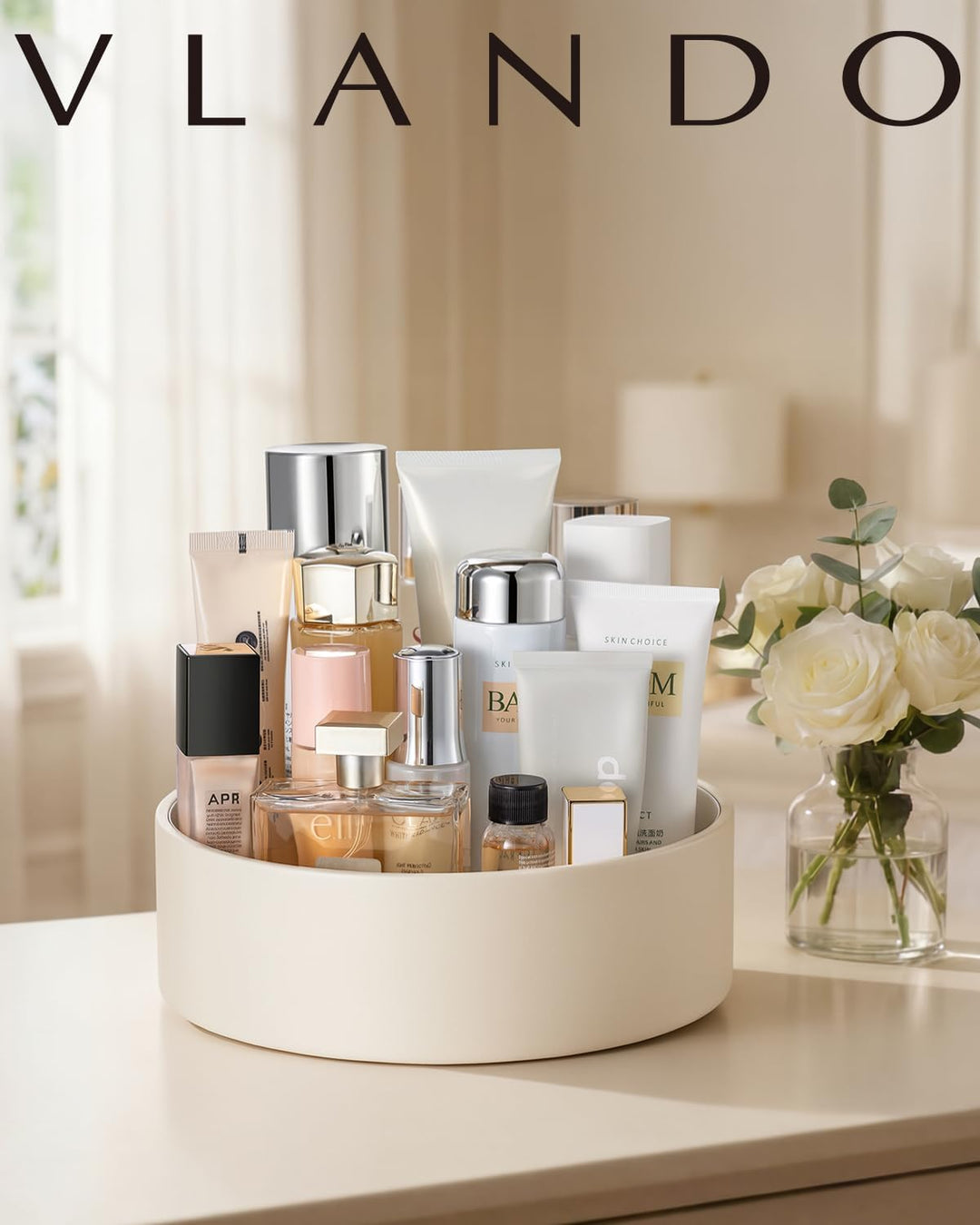 VLANDO Make up Organizer 360° Drehbar, Schminktisch Organizer, Kosmetik Organizer, Badezimmer Organi
