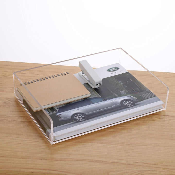 Papier-Organizer-Tablett, transparente Acryl-Schreibtisch-Organizer und Zubehör, Bürobedarf, stapelb