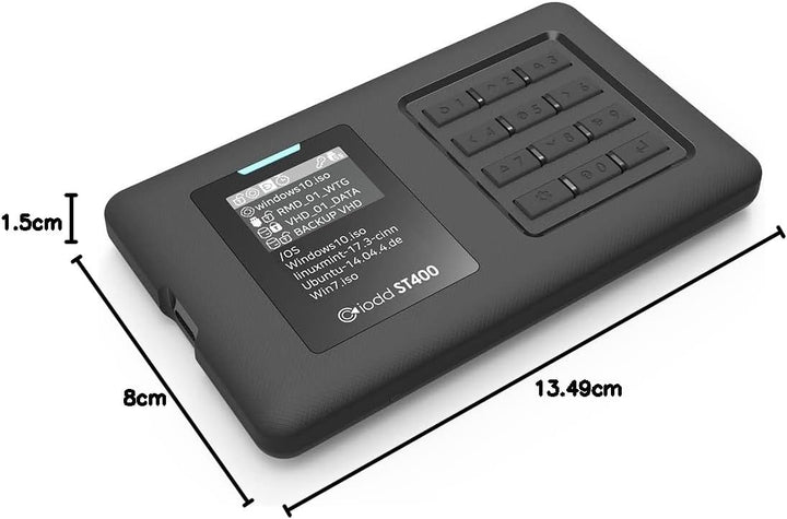 IODD ST400 6,3 cm (2,5 Zoll) Gehäuse / USB-C / bootbar Virtual ODD & HDD / AES256 Verschlüsselung ma