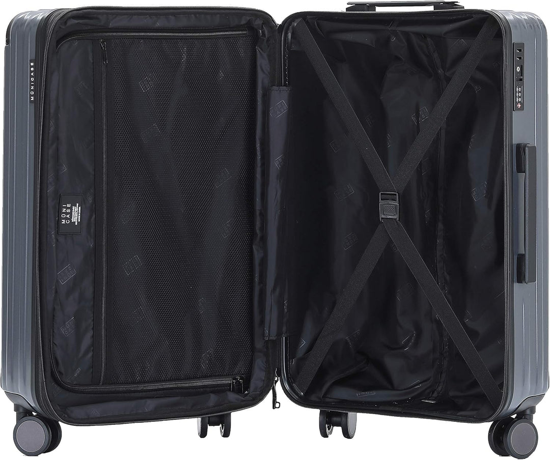 Münicase M816 TSA-Schloss, Dehnungsfuge, Teleskopgriff, Reisekoffer mit 4 Rollen, Hartschale, Mittle