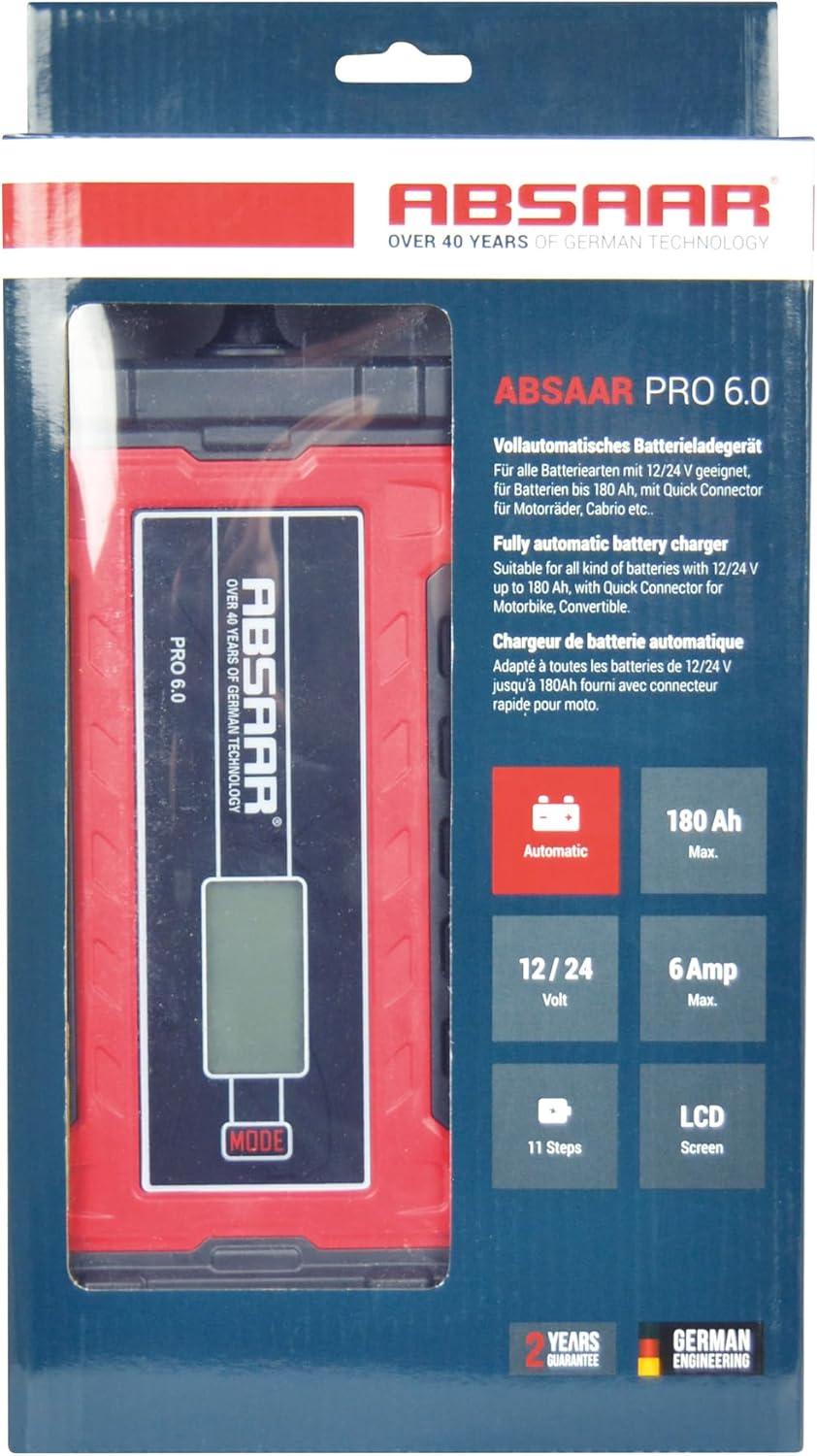 Absaar Pro Batterieladegerät, 6/12 V, Red, 6A AA 635676, 6A
