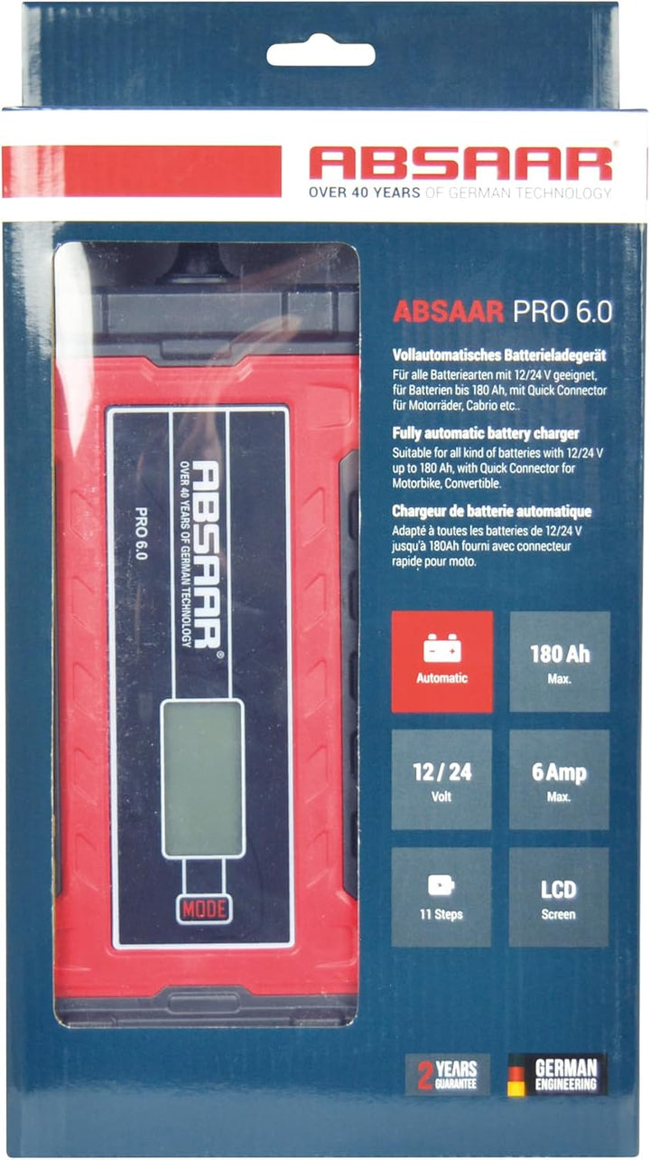 Absaar Pro Batterieladegerät, 6/12 V, Red, 6A AA 635676, 6A