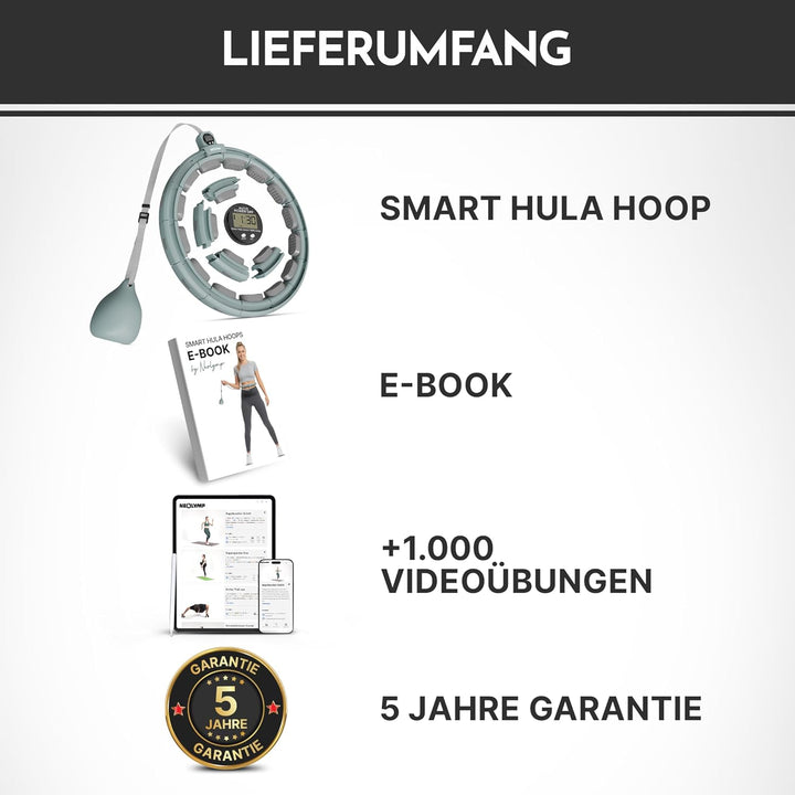 NEOLYMP Smart Hula Hoop Reifen Erwachsene – Hula Hoop leise mit integriertem Tracking für Zeit, Umdr